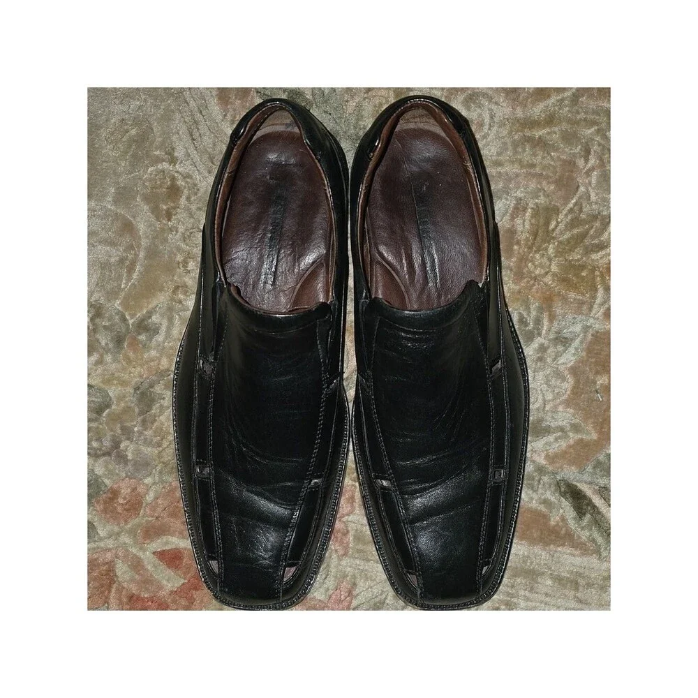 Johnston & Murphy Shoes Men's Size 8.5 8-1/2  Black Leather Loafers Slip On